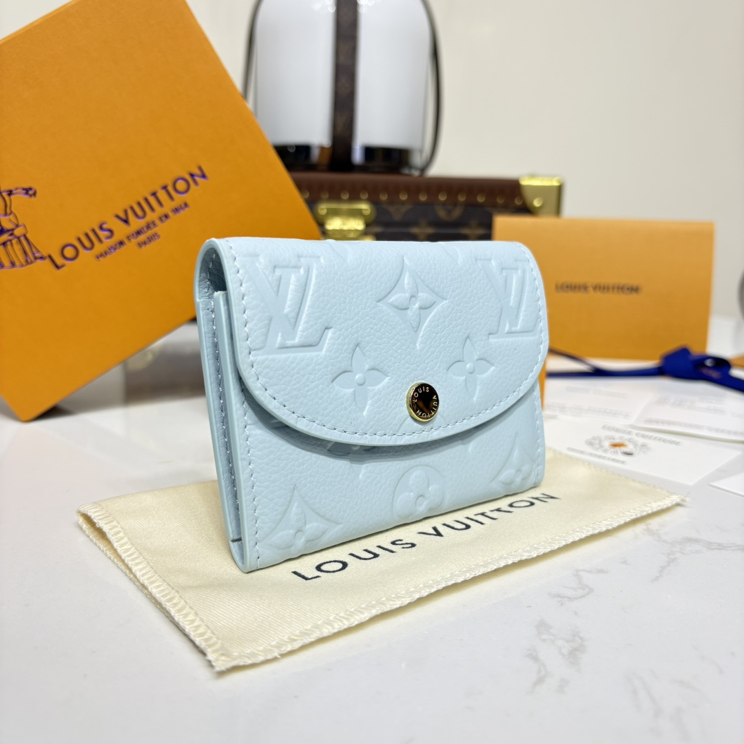 1166-Rosalie Embossed Coin Purse-Blue with Gold Chip
