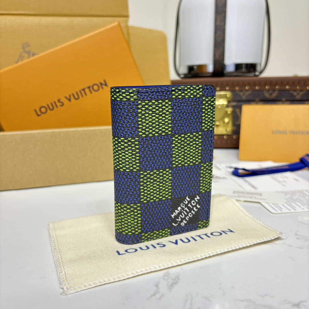 1161-Exclusive Duty-Free Edition | Blue-Green Damier Chip Card Holder
