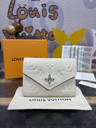 1206-Victorine Wallet – White (Tri-Fold Short Wallet)