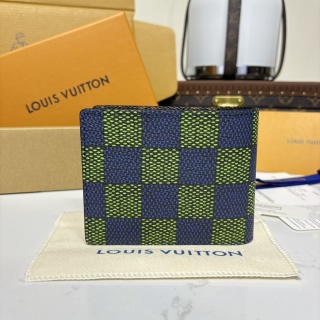 2021-Exclusive Duty-Free | MULTIPLE Wallet in Blue-Green Damier with Chip