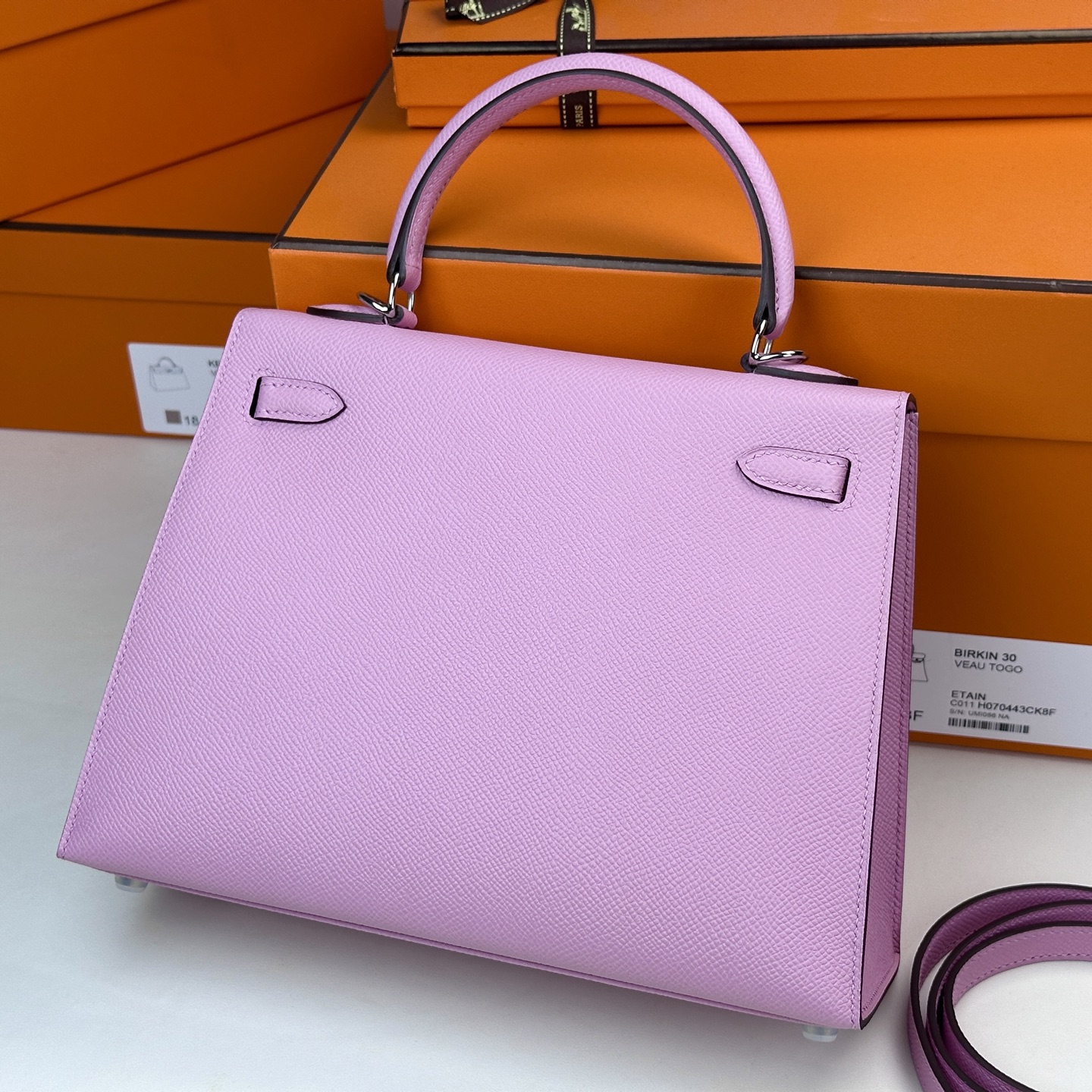 6036-Hermès Mini Kelly II | Powder Lilac Epsom Leather with Palladium Hardware