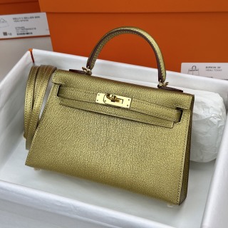 6034-Hermès Mini Kelly II | Golden Epsom Elegance with Signature Gold Hardware