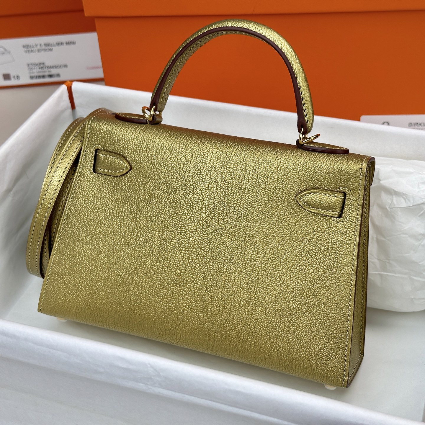 6034-Hermès Mini Kelly II | Golden Epsom Elegance with Signature Gold Hardware