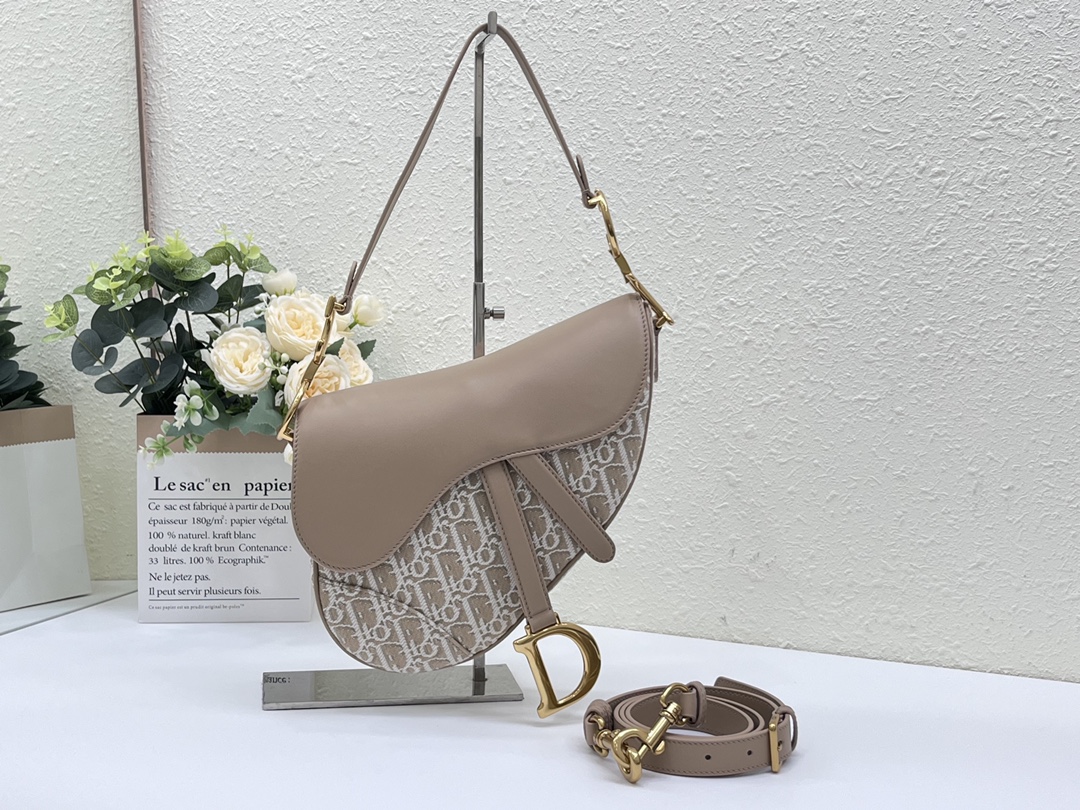 5041-Dior Saddle Bag | Oblique Canvas Elegance with Iconic “D” Charm
