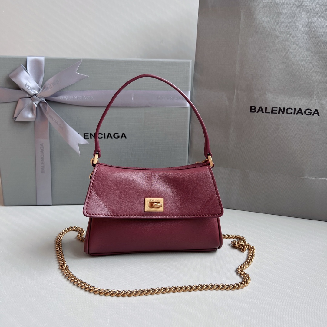 8020-Balenciaga Burgundy Mini Bag | Timeless Elegance with a Bold Twist