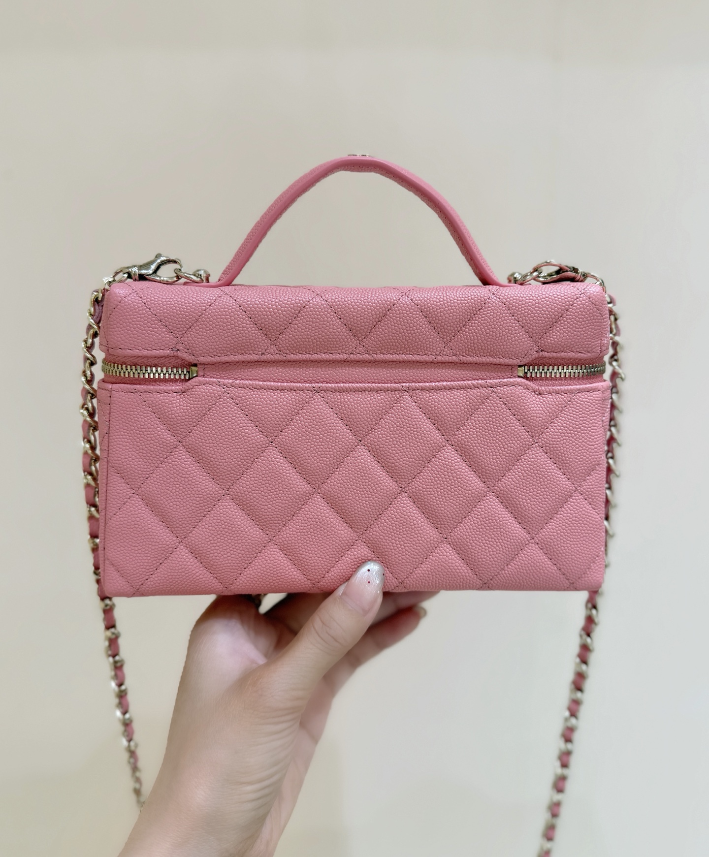 4019-Chanel Pink Caviar Leather Top Handle Bag | Sweet Sophistication with Iconic Flair
