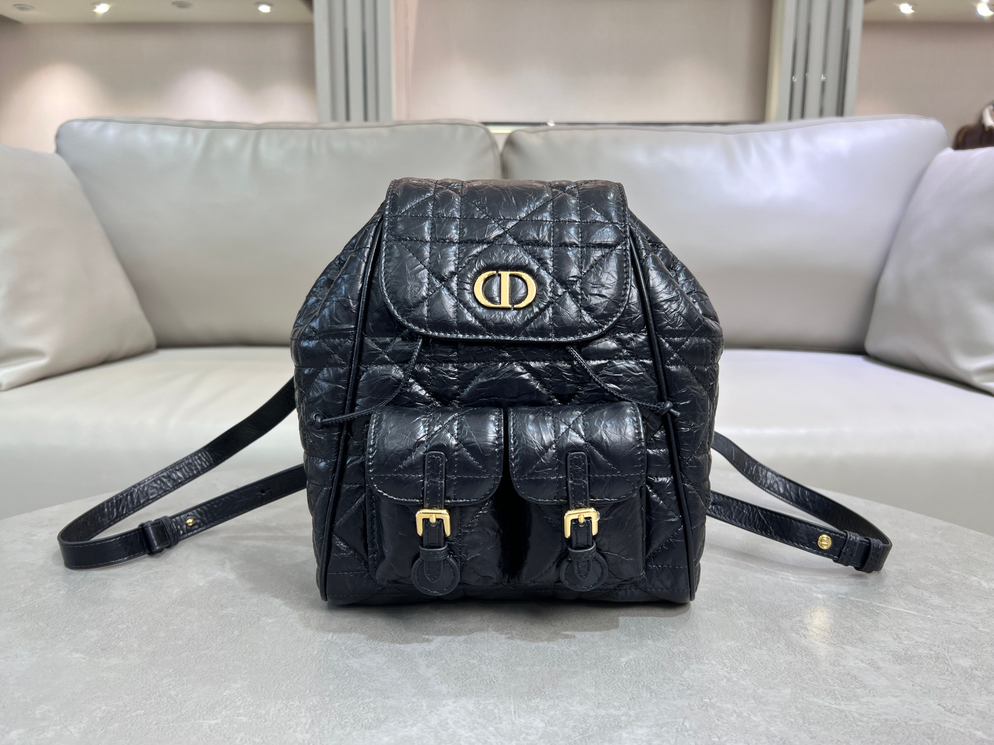 5047-Dior Black Quilted Leather Backpack | Timeless Elegance Meets Everyday Function