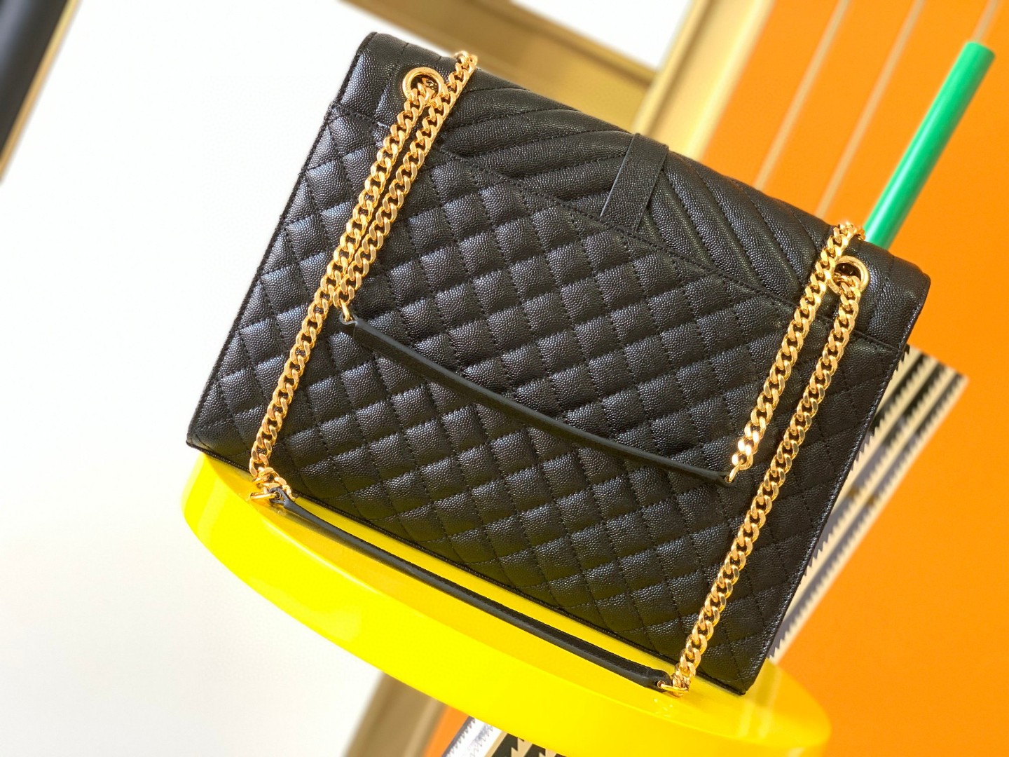 7087-Saint Laurent Black Quilted Envelope Bag | Parisian Chic with Everyday Versatility