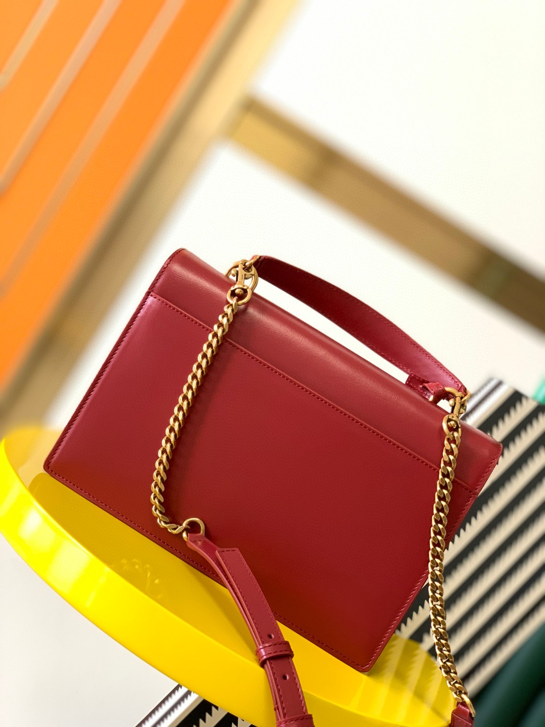 7086-Saint Laurent Burgundy Leather Shoulder Bag | Vintage Romance Meets Modern Luxury