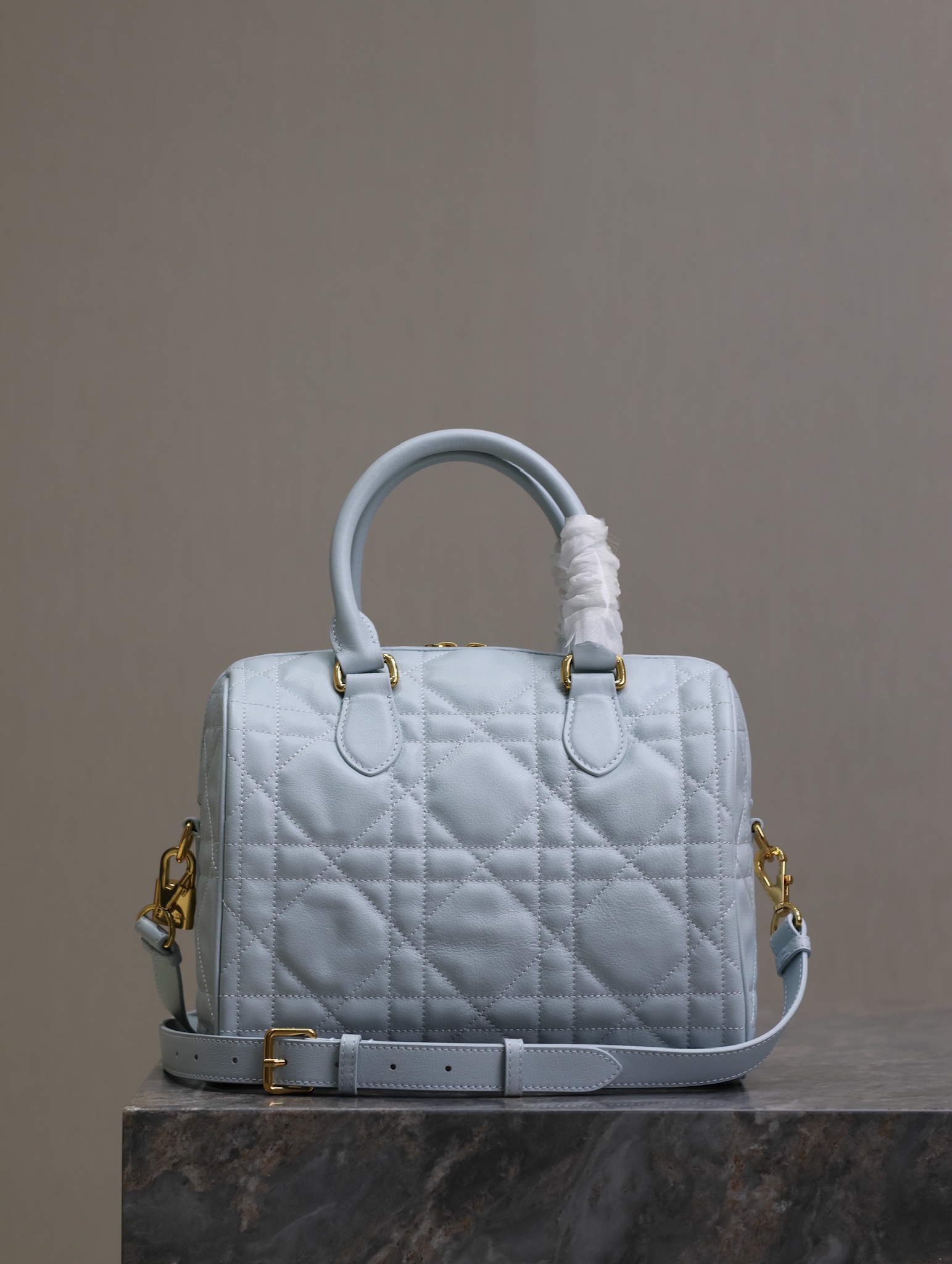 5059-Dior Quilted Boston Bag in Soft Blue | Fresh Elegance Meets Timeless Charm