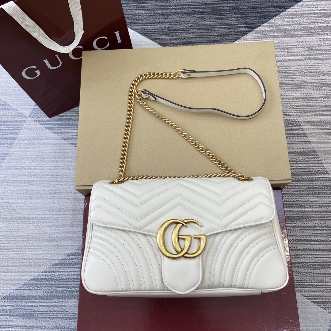 3041-Gucci White Quilted Leather Shoulder Bag | Classic Elegance, Redefined