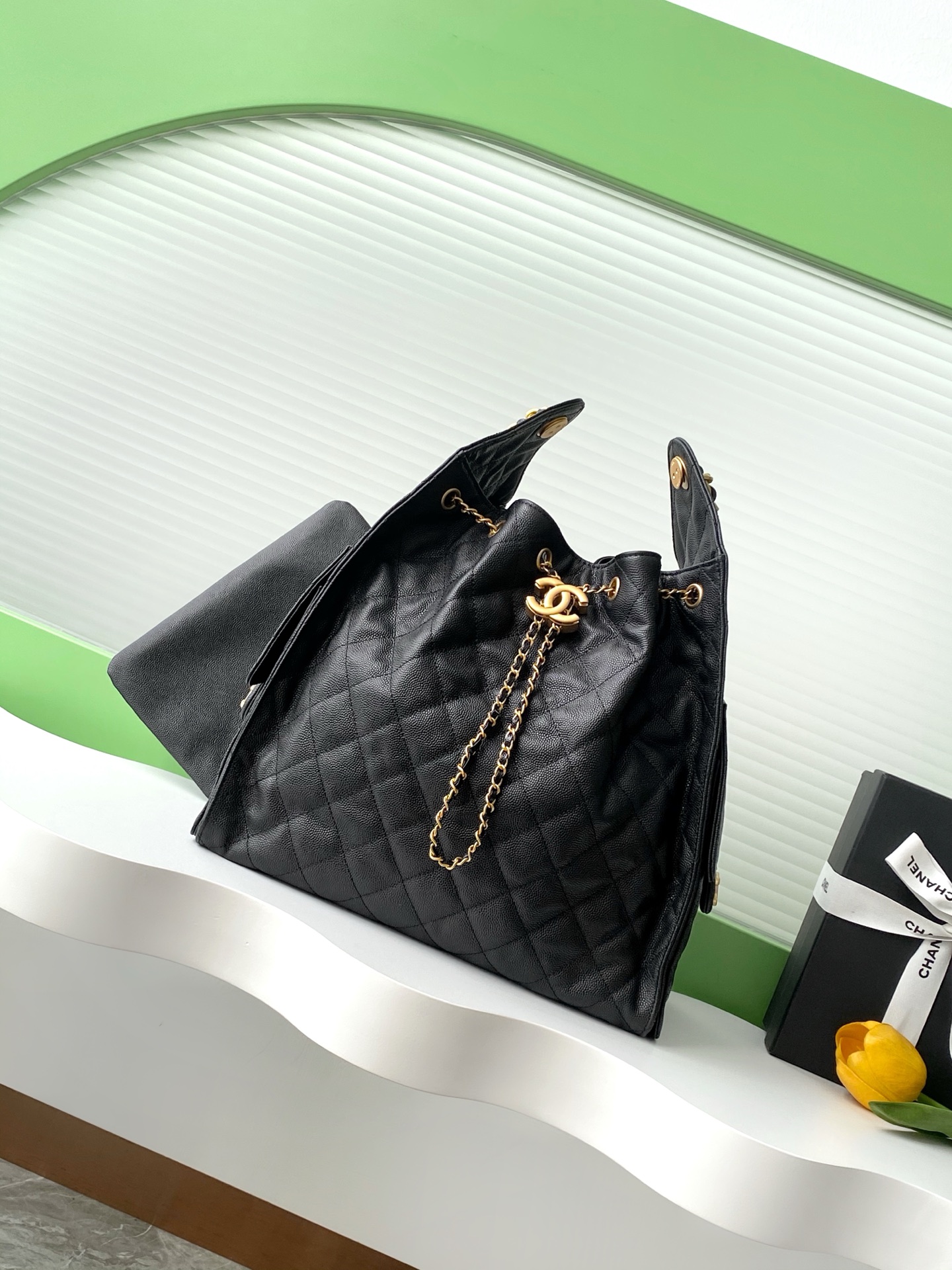 4028-Chanel Black Quilted Leather Tote | Understated Luxury for Modern Women