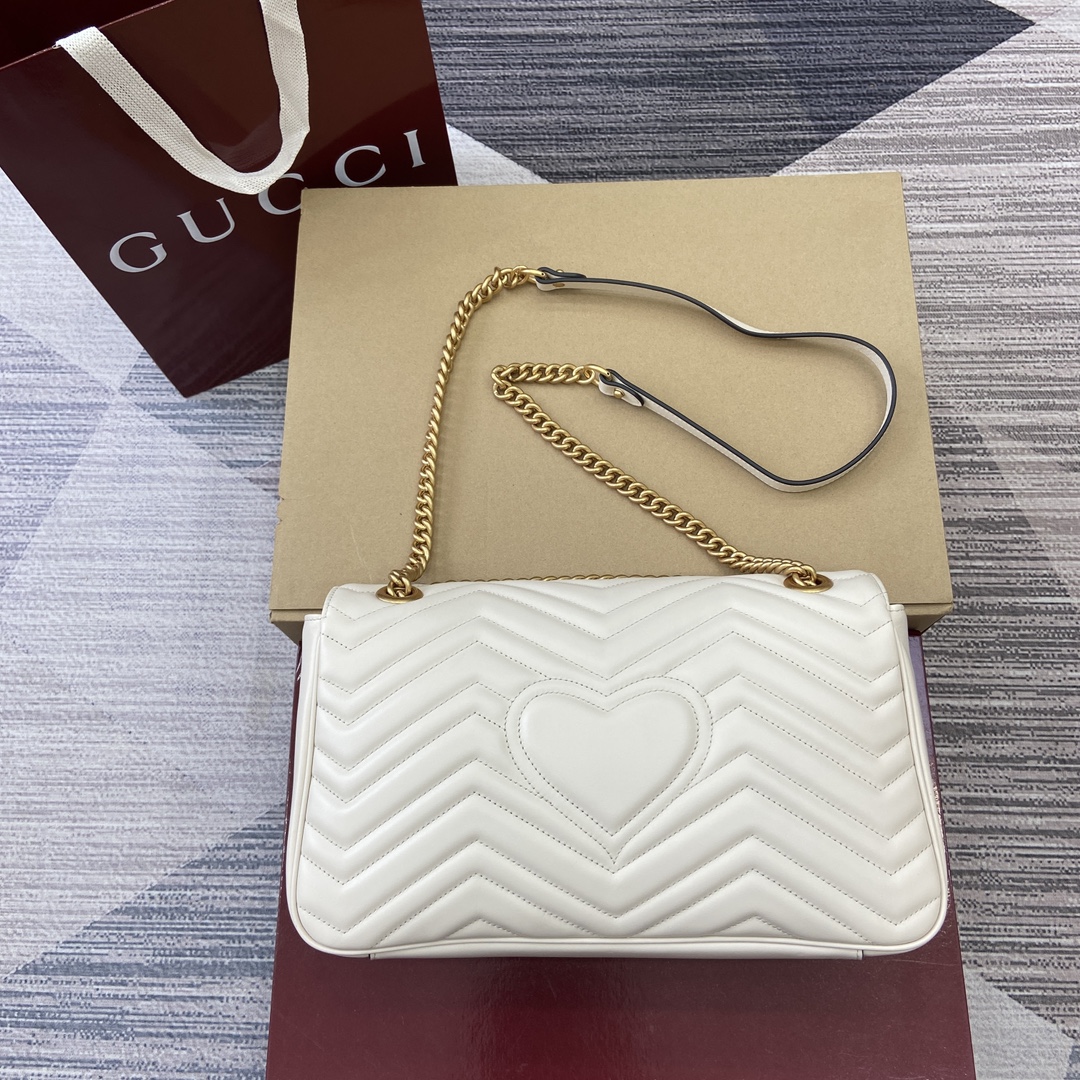 3041-Gucci White Quilted Leather Shoulder Bag | Classic Elegance, Redefined
