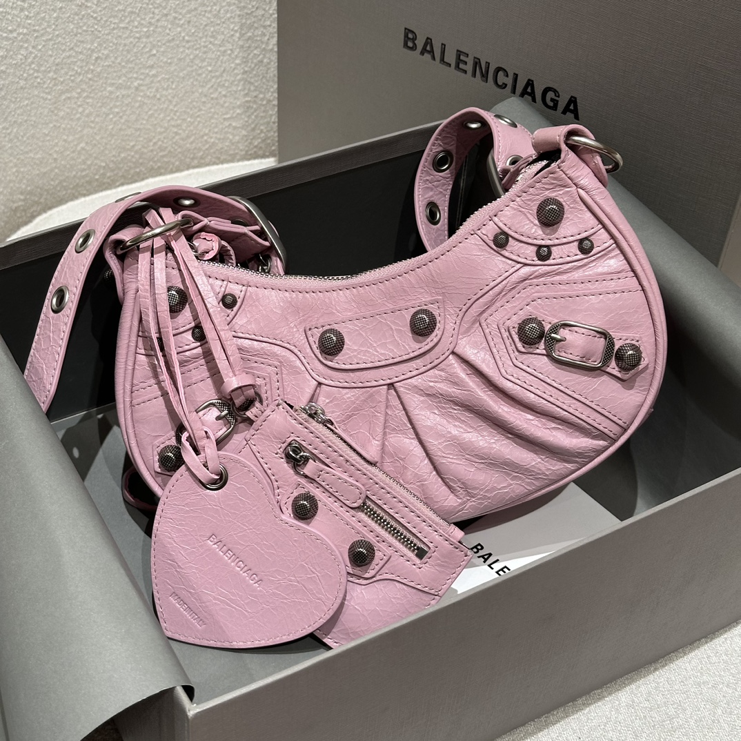 8041-Balenciaga Pink Moto Mini Bag | Sweet Meets Street in a Signature Statement