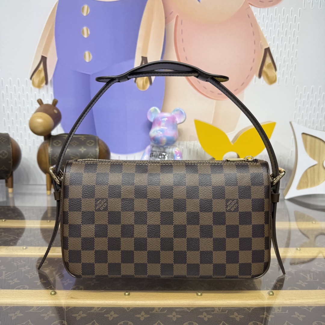 1264-Louis Vuitton Damier Ebene Checkered Flap Bag | Classic Style with Everyday Versatility