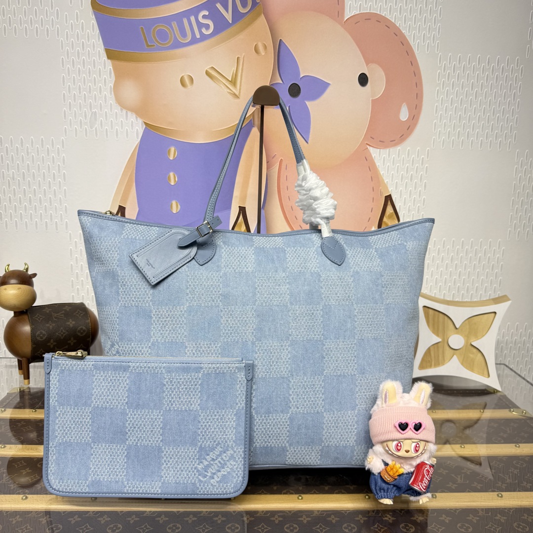 1278-Louis Vuitton Denim Damier Tote Bag | A Refreshing Take on Timeless Style