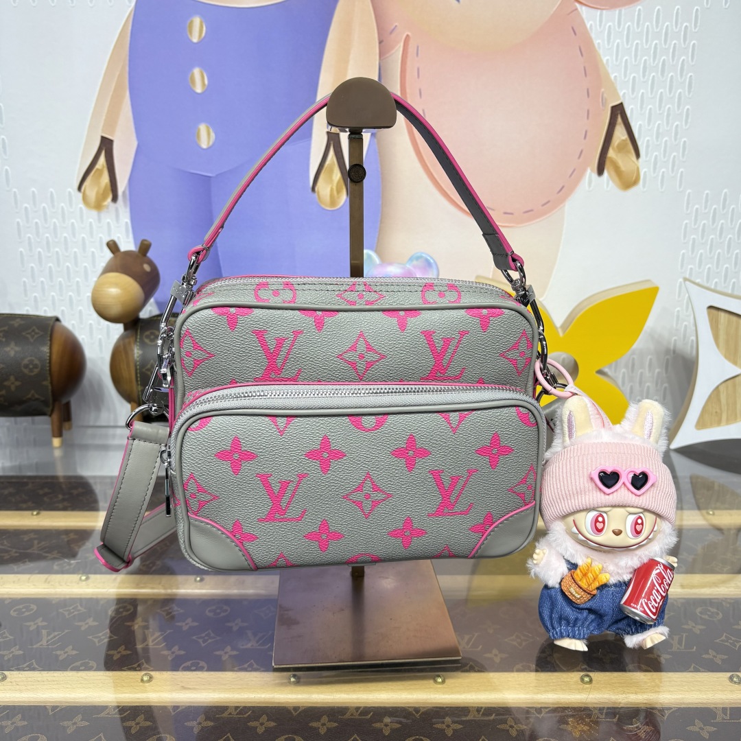 1285-Louis Vuitton Gray & Pink Monogram Shoulder Bag | Where Elegance Meets Playful Individuality