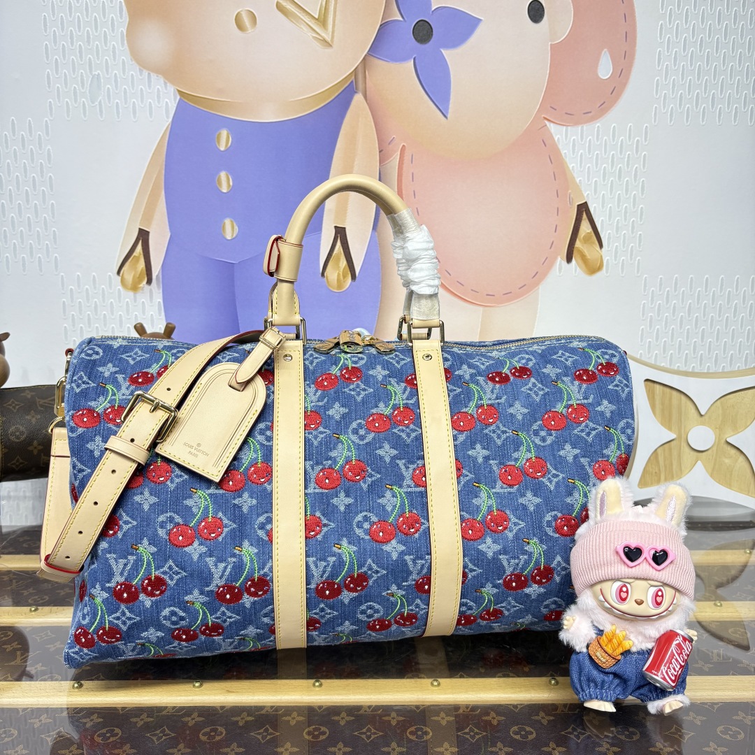 1283-Louis Vuitton Denim Cherry Travel Bag | Vintage Vibes Meets Sweet Elegance 🍒✨