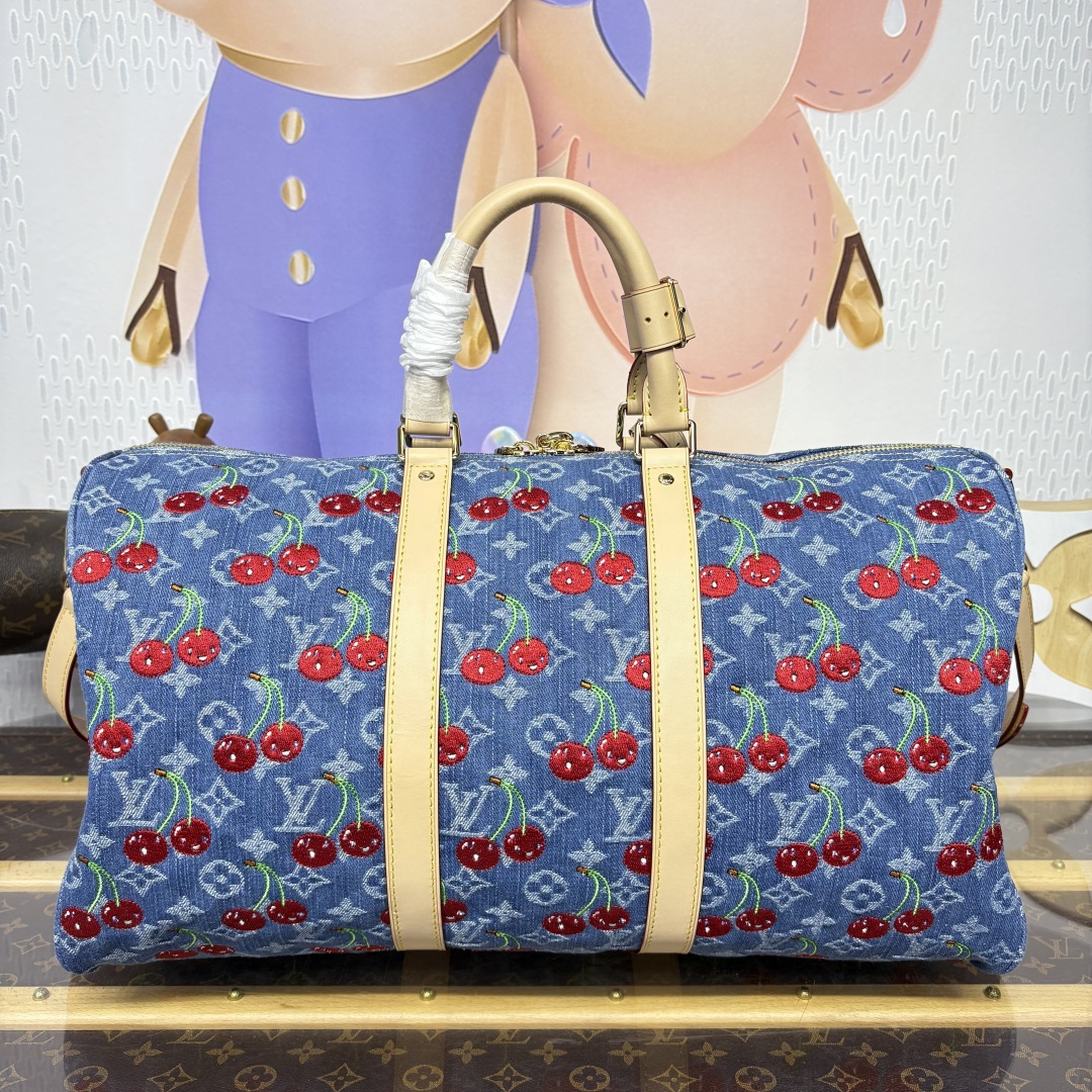 1283-Louis Vuitton Denim Cherry Travel Bag | Vintage Vibes Meets Sweet Elegance 🍒✨