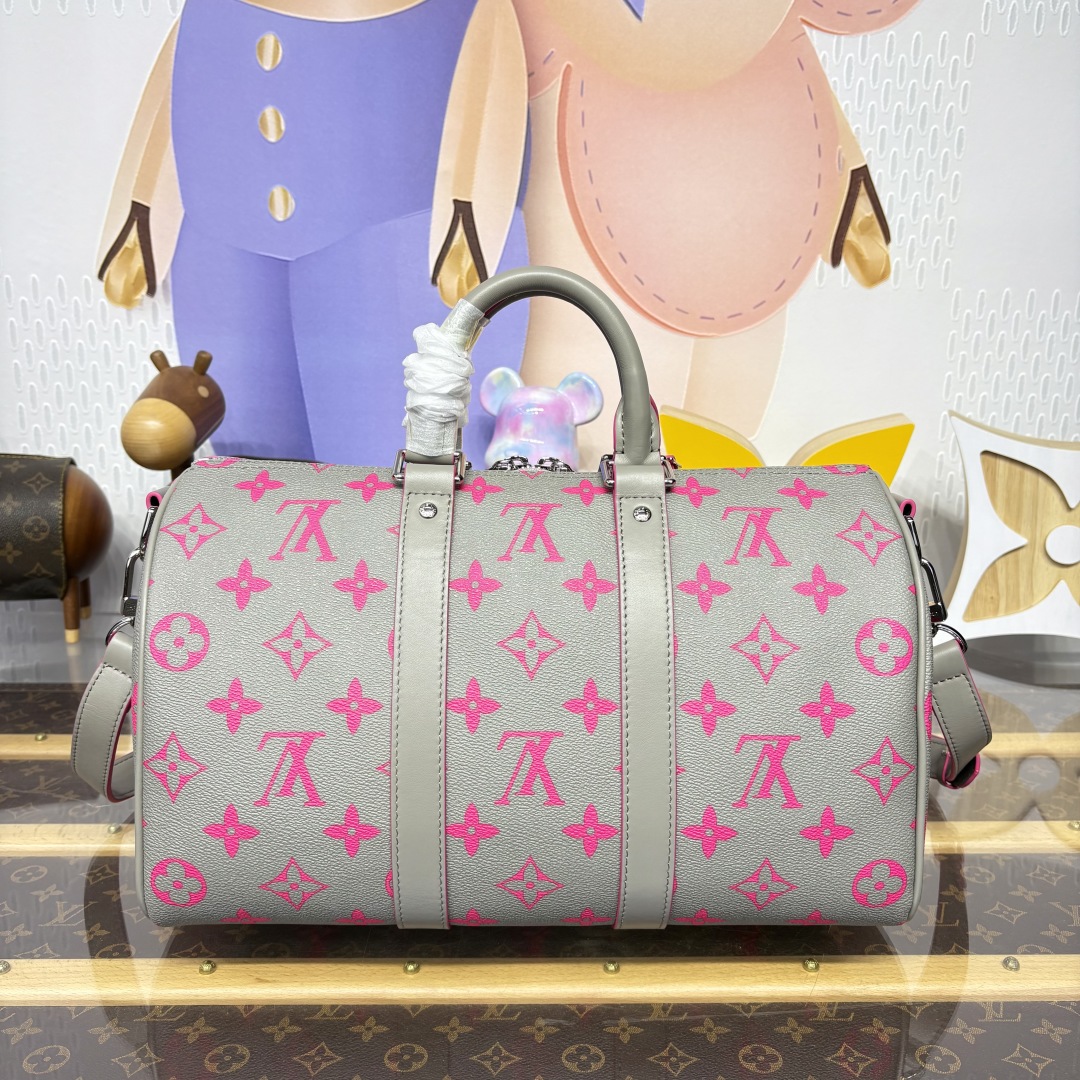 1284-Louis Vuitton Gray & Pink Travel Bag | Bold Elegance Meets Playful Sophistication