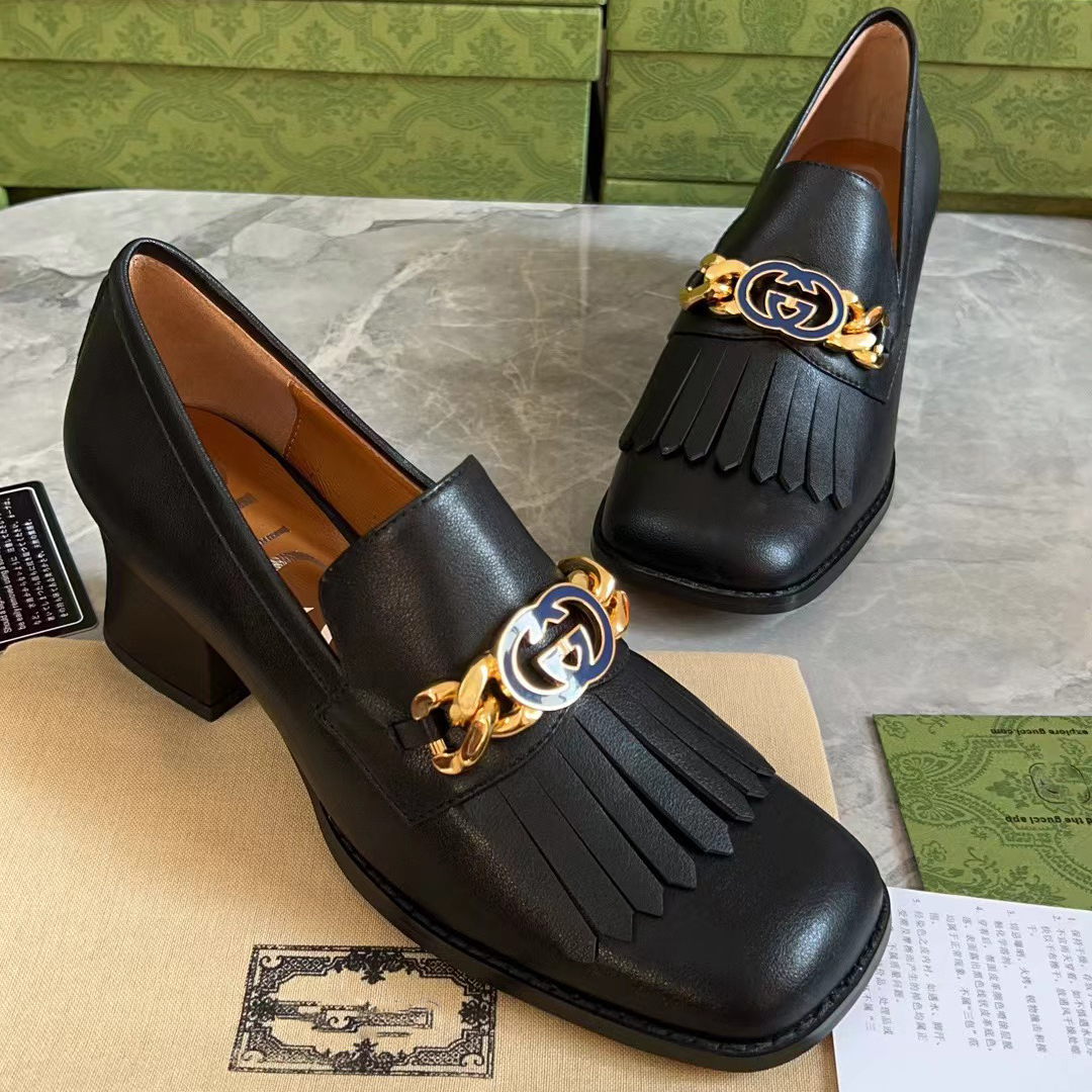 Black High Quality Leather G Logo women's High heeled XC052023110703