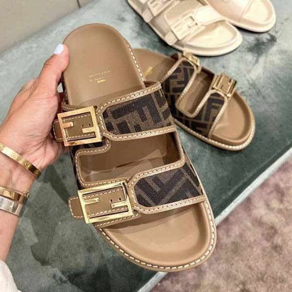 Summer new F stripe buckle word flat non-slip beach casual slippers PDD04061402