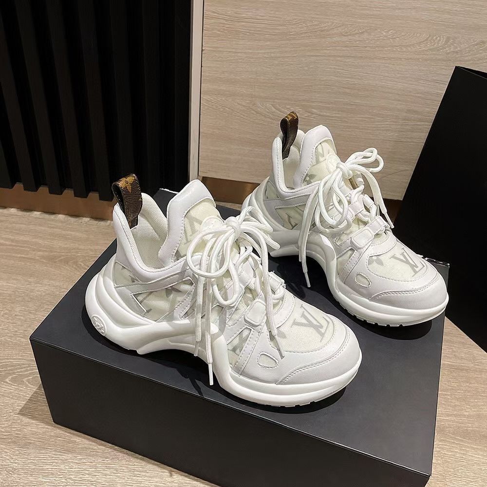 Color-blocking dad shoes old flower casual sports shoes women's jelly color breathable lace-up single shoes height-enhancing shoes S04
