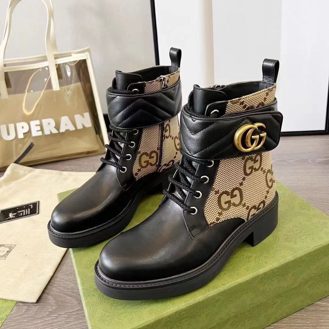 New Ankle Boots Original Single Cross Presbyopia Belt Thick High Heel Socks Boots Leather Short Boots Boots Women's Boots
