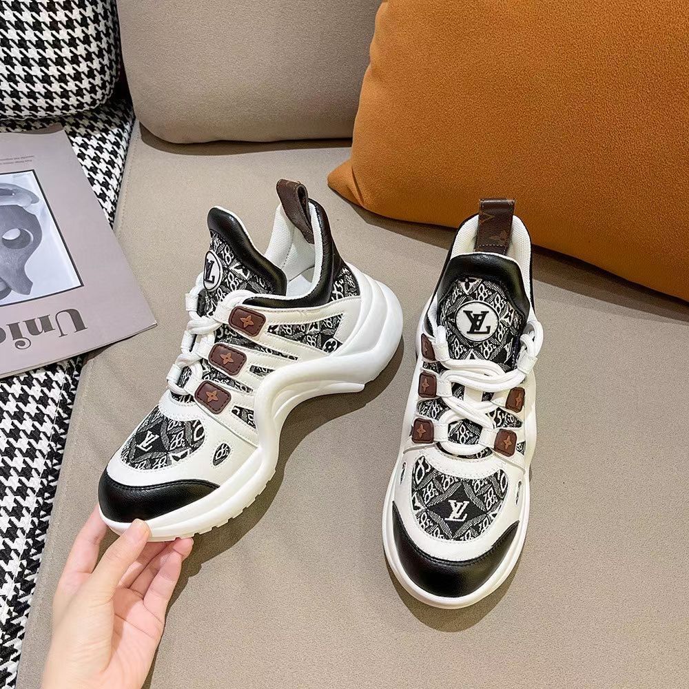 Color-blocking dad shoes old flower casual sports shoes women's jelly color breathable lace-up single shoes height-enhancing shoes S05