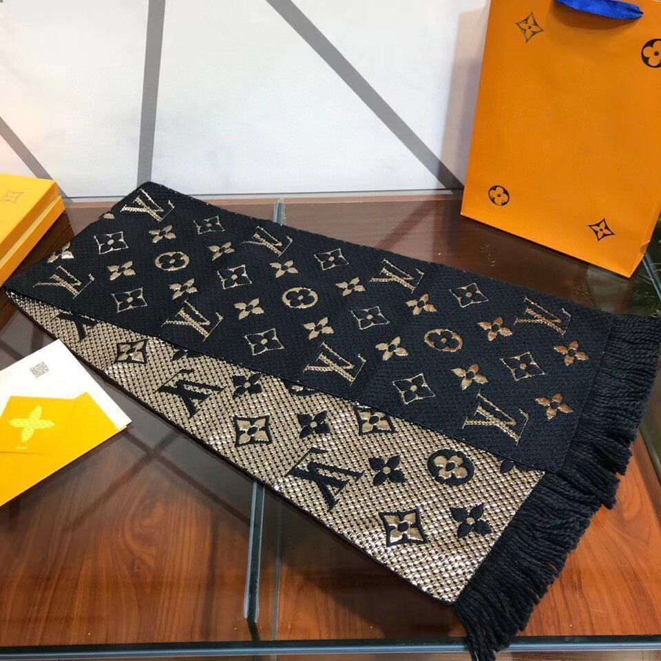 Wool silk scarf thickened warm shawl high-end packaging dual-purpose gold silk