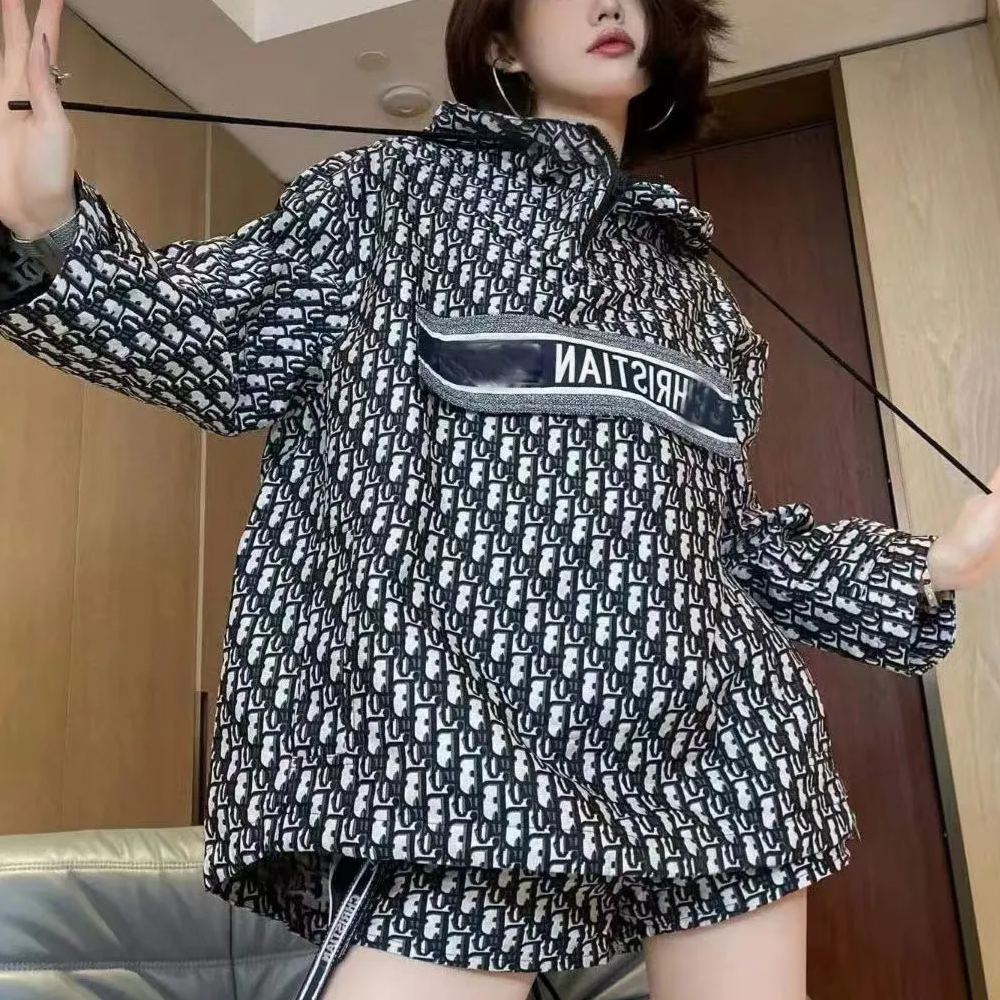 24 new personality print half zipper pullover hooded loose casual hoodie long-sleeved top