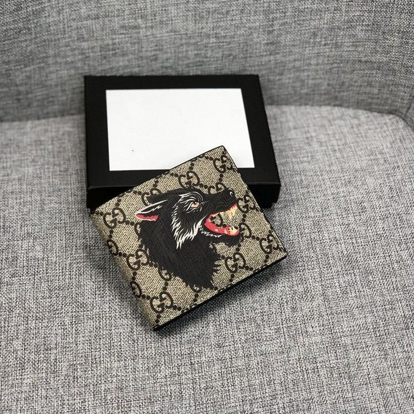 Classic Waterproof Fabric Tiger Head Wallet Genuine Leather Men's Compact Wallet S012