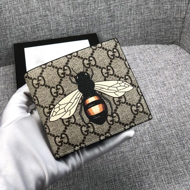 Classic Waterproof Fabric Tiger Head Wallet Genuine Leather Men's Compact Wallet S04