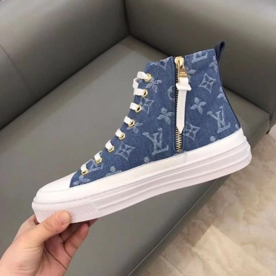 23 New Spring V Logo Ladies High Top Denim Casual Fashion Sneakers