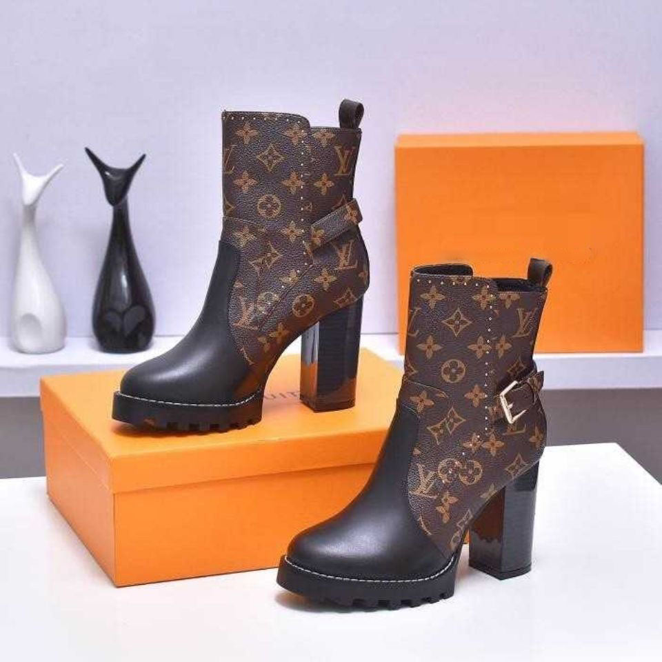 British style high-heeled women's short boots light luxury thick heel temperament all-match