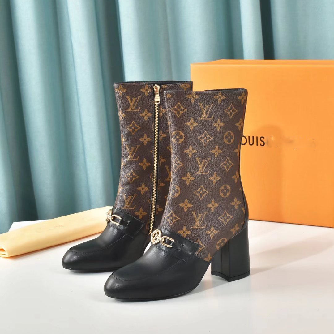 Autumn and winter new ring metal buckle embellished Martin boots