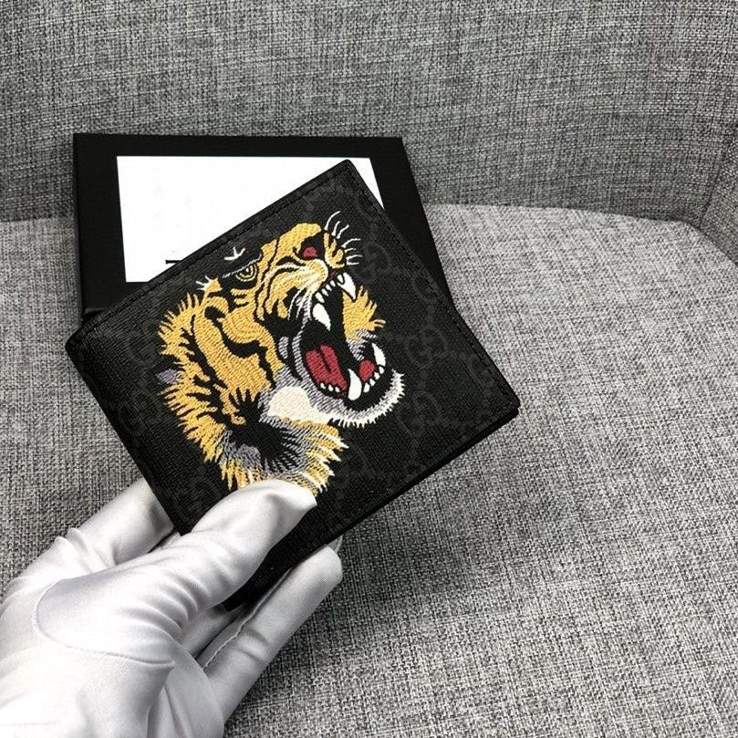 Classic Waterproof Fabric Tiger Head Wallet Genuine Leather Men's Compact Wallet S011