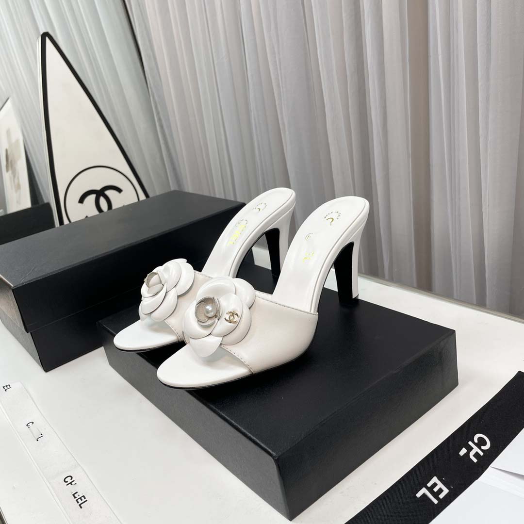 New flower decoration small fragrance style 3-color high-heeled slippers XC0606131