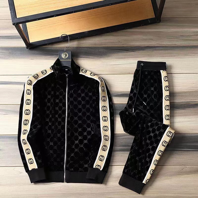 Men's Printed Sweater Sweatpants Casual Suit Sportswear Two Piece Set