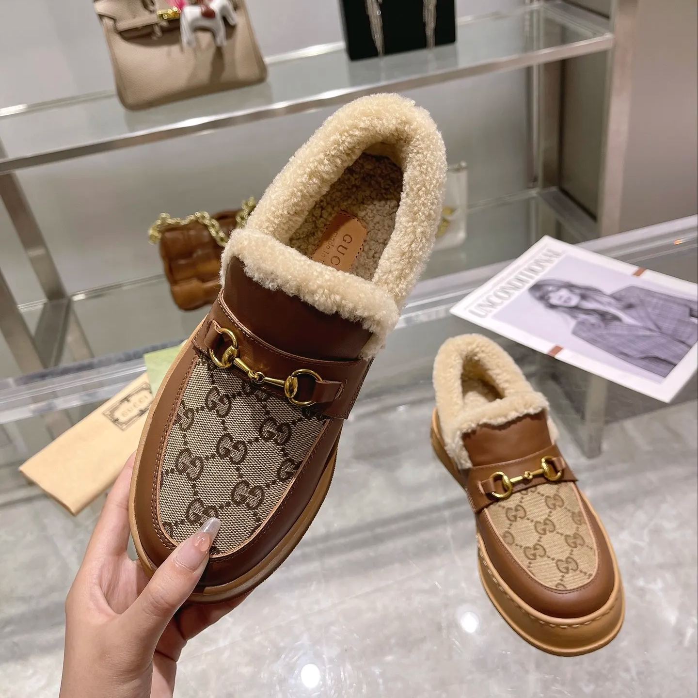 New G Paris Fashion Week sheepskin one-piece shallow snow boots XC0423101302