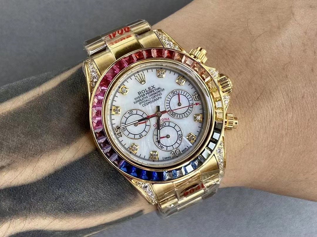 DAYTONA RAINBOW DIAMOND YELLOW GOLD STAINLESS STEEL 40MM