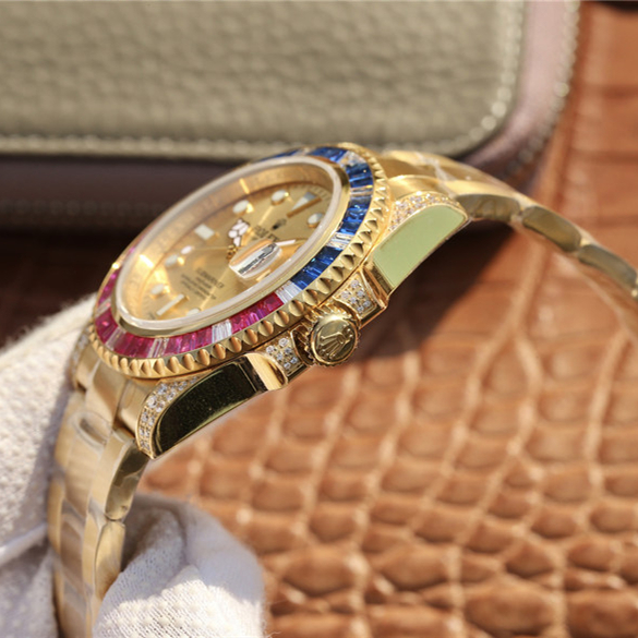 SUBMARINER GOLDEN BLUE / RED DIAMOND GOLD DIAL 40MM M126610LN-0008