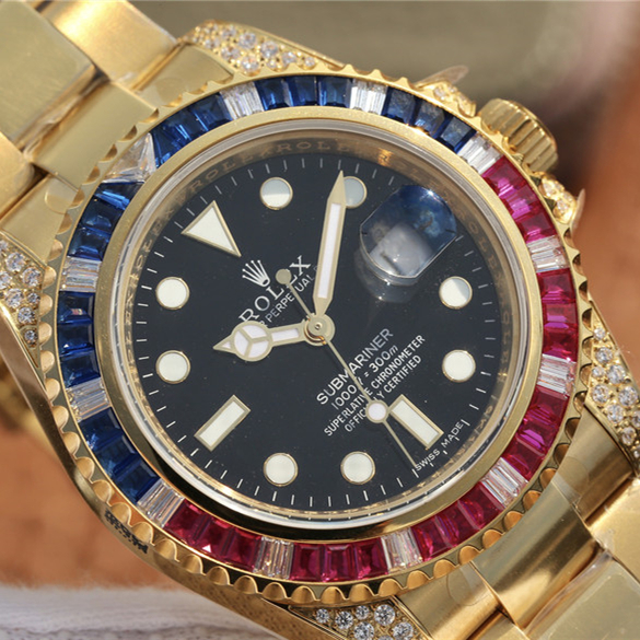 SUBMARINER GOLDEN BLUE / RED DIAMOND BLACK DIAL 40MM M126610LN-0010