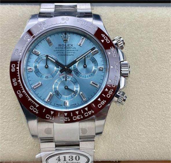 Clean Factory Rolex Daytona 116506-0002 40MM Full Platinum Ice Diamond Baguette Blue Dial