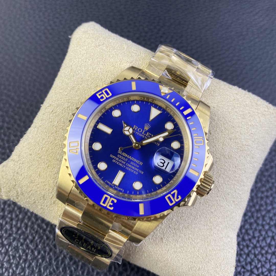 Clean Factory Rolex Submariner Date 126618LB-0002 41mm Full Yellow Gold Blue Dial