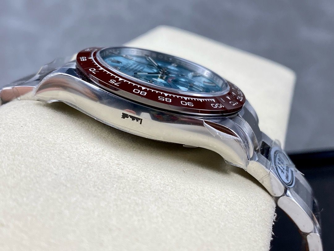 Clean Factory Rolex Daytona 116506-0002 40MM Full Platinum Ice Diamond Baguette Blue Dial