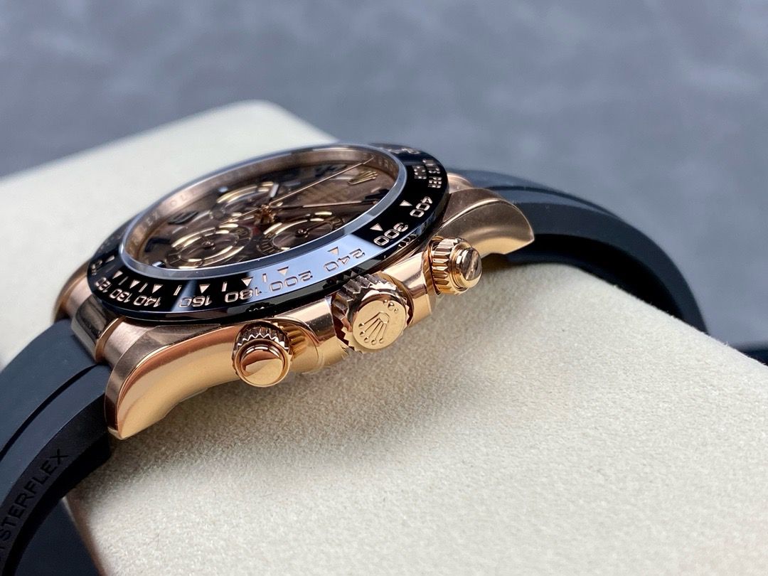 Clean Factory Rolex Daytona 116515LN-0015 40MM Rose Gold Rubber Strap Arabic Number Brown Dial