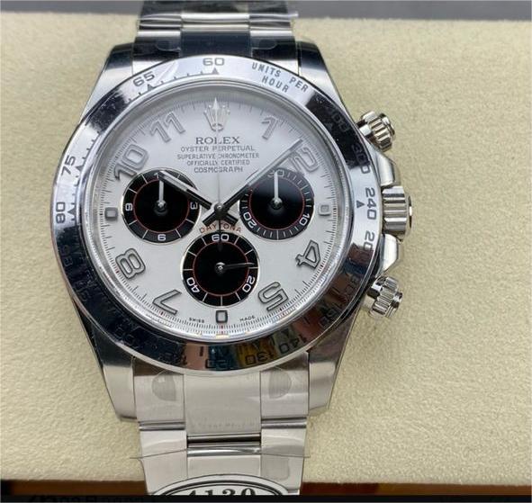 Clean Factory Rolex Daytona 116509 40MM Full White Gold Arabic Number Black Eye White Dial