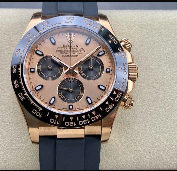 Clean Factory Rolex Daytona 116515LN-0018 40MM Rose Gold Rubber Strap Pink Dial