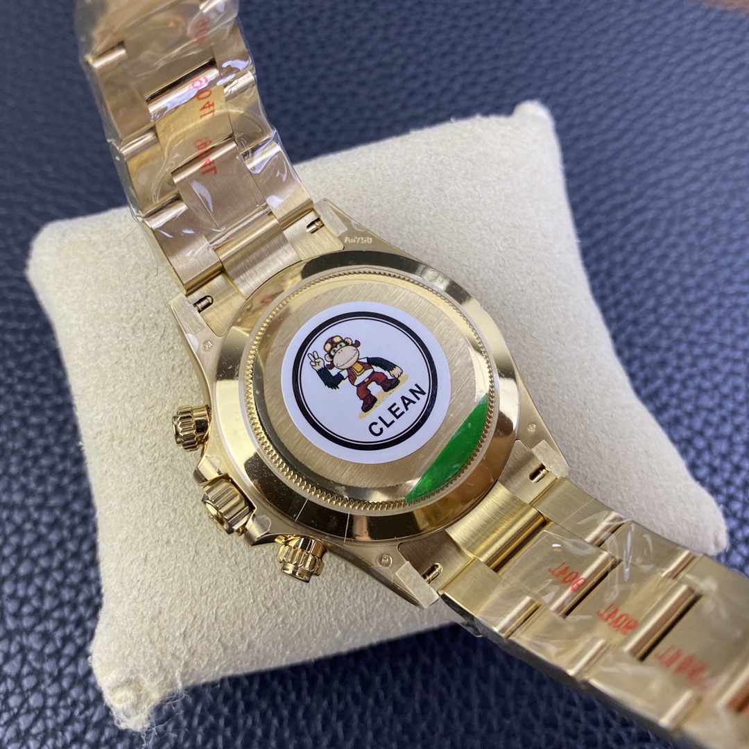 CLEAN Factory Rolex Daytona 116508-0009 40MM Full Gold，Gold Eye，Red Second Hand Black Dial